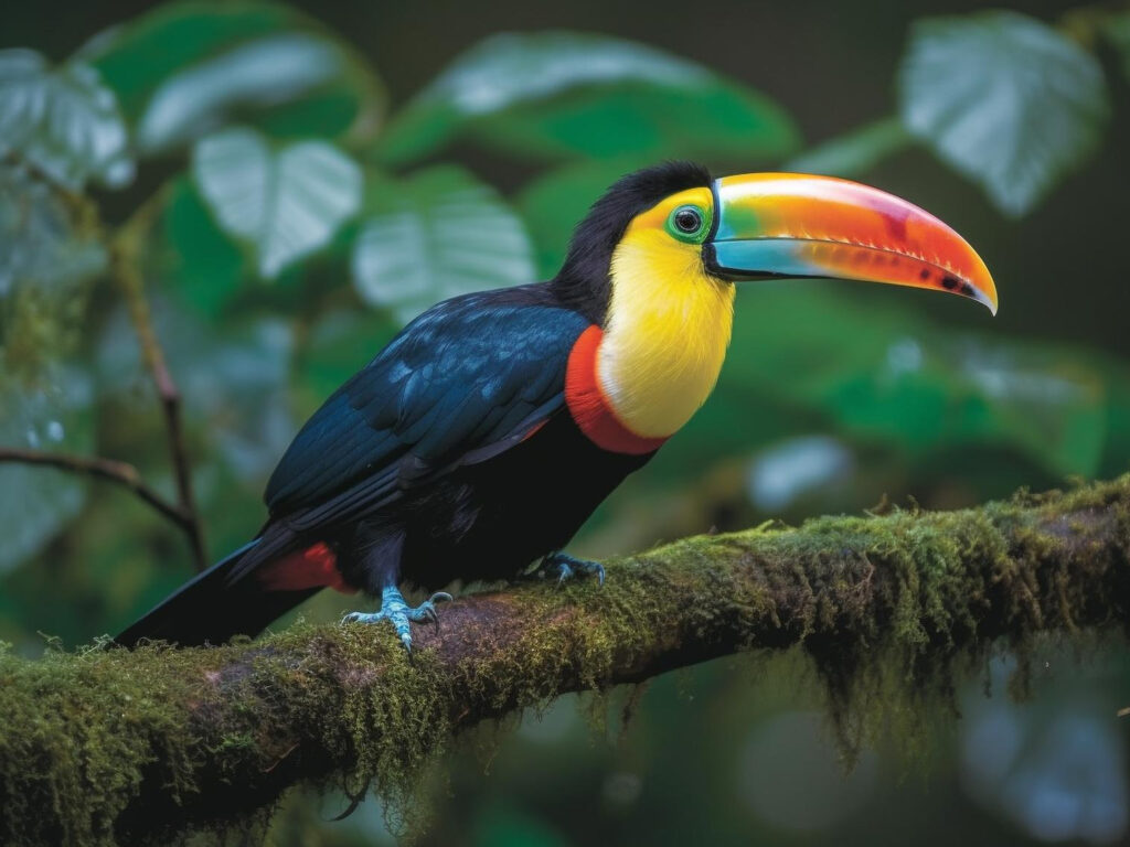 vibrant-macaw-perching-tree-branch-amazon-rainforest-generated-by-ai